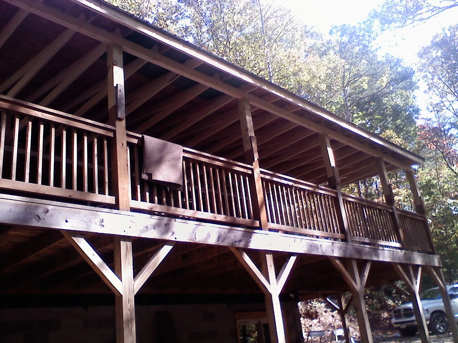 Timber framing under a new elevated porch and deck — Roof Leak Repair in Effingham by Roofing Brothers